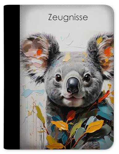 CreaDesign, Kinder Zeugnismappe Mädchen Koala Bär mit 10 Klarsichthüllen, A4, 26.7 x 32.7 x 1 cm, Rücken schwarz von CreaDesign