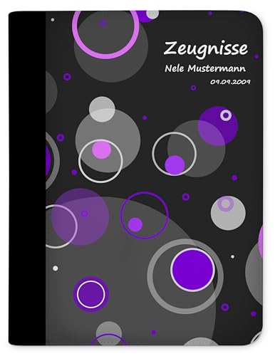 CreaDesign, Kinder Zeugnismappe mit Namen personalisiert, Zeugnis Mappe Kreise Lila mit 10 Klarsichthüllen, A4, 26,7 x 32,7 x 1 cm, Rücken schwarz CreaDesign, Kinder Zeugnismappe mit Namen personalisiert, Zeugnis Mappe Kreise Lila mit 10 Klarsichthüllen, A4, 26,7 x 32,7 x 1 cm, Rücken schwarz von CreaDesign