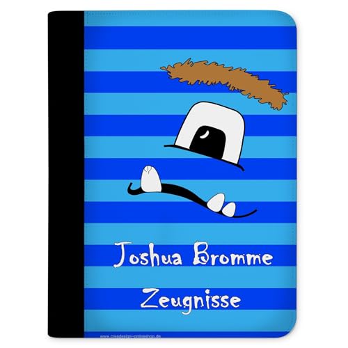 CreaDesign Customize A4 Zeugnismappe für Kinder 26,7x32,7x1 cm, Sichtbuch mit 10 Klarsichthüllen, erweiterbar auf bis zu 20 Taschen, Monster Blau Design, Dokumentenmappe für Schüler von CreaDesign