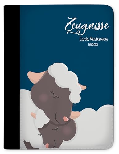 CreaDesign Customize A4 Zeugnismappe für Kinder 26,7x32,7x1 cm, Sichtbuch mit 10 Klarsichthüllen, erweiterbar auf bis zu 20 Taschen, Schaf Blau design, Dokumentenmappe für Schüler von CreaDesign