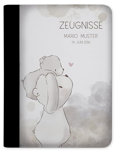 CreaDesign Customize A4 Zeugnismappe für Kinder - 26.7 x 32.7 x 1 cm, erweiterbar auf bis zu 20 Fächer, Sichtbuch ohne Klarsichthüllen, Mama Bär Design, Dokumentenmappe für Schüler von CreaDesign