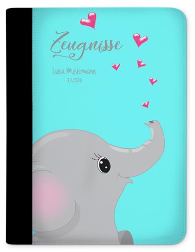 CreaDesign, Kinder Zeugnismappe personalisiert mit Namen, Zeugnis Mappe Elefant Türkis, DIN A4, 26,7 x 32,7 x 1 cm, Rücken schwarz CreaDesign, Kinder Zeugnismappe personalisiert mit Namen, Zeugnis Mappe Elefant Türkis, DIN A4, 26,7 x 32,7 x 1 cm, Rücken schwarz von CreaDesign