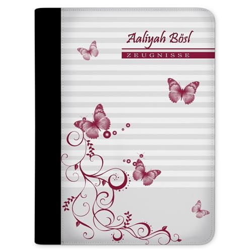 CreaDesign, Kinder Zeugnismappe personalisiert mit Namen, Zeugnis Mappe Schmetterling Brombeere Grau, DIN A4, 26,7 x 32,7 x 1 cm, Rücken schwarz CreaDesign, Kinder Zeugnismappe personalisiert mit Namen, Zeugnis Mappe Schmetterling Brombeere Grau, DIN A4, 26,7 x 32,7 x 1 cm, Rücken schwarz von CreaDesign