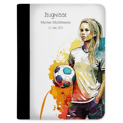 CreaDesign Customize A4 Zeugnismappe für Kinder - 24 x 31 x 1 cm, erweiterbar auf bis zu 20 Fächer, Sichtbuch ohne Klarsichthüllen, Fußballspielerin bunt weiß Design, Dokumentenmappe für Schüler CreaDesign Customize A4 Zeugnismappe für Kinder - 24 x 31 x 1 cm, erweiterbar auf bis zu 20 Fächer, Sichtbuch ohne Klarsichthüllen, Fußballspielerin bunt weiß Design, Dokumentenmappe für Schüler von CreaDesign