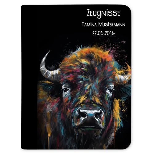 CreaDesign Customize A4 Zeugnismappe für Kinder 26,7x32,7x1 cm, Sichtbuch mit 10 Klarsichthüllen, erweiterbar auf bis zu 20 Taschen, Büffel design, Dokumentenmappe für Schüler von CreaDesign