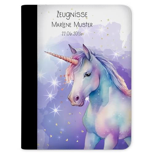 CreaDesign Zeugnismappe personalisiert mit Namen, Zeugnis Mappe Einhorn Watercolor, DIN A4, 26,7 x 32,7 x 1 cm, Rücken schwarz CreaDesign Zeugnismappe personalisiert mit Namen, Zeugnis Mappe Einhorn Watercolor, DIN A4, 26,7 x 32,7 x 1 cm, Rücken schwarz von CreaDesign