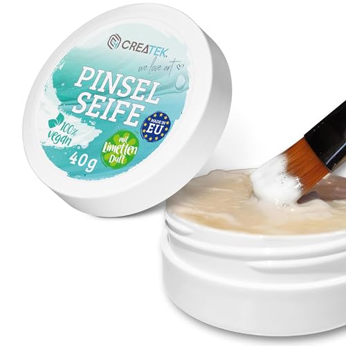 CreaTek hochwertige Pinselseife für Künstler [ 100% vegan & Made in EU ] Pinsel Seife für eine perfekte & natürliche Pinsel Reinigung - Pinselseife Acrylfarbe, Paint Brush Cleaner, Brush Soap von CreaTek