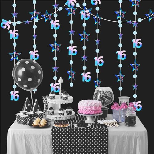 16. Geburtstag hängende Wirbel Dekorationen Blau Glitzer 16 Kreis Punkte Stern Girlande Party Dekorationen Metallic Hängende Wimpelkette Banner für 16. Geburtstag Hochzeit Jahrestag Brautparty 16. Geburtstag hängende Wirbel Dekorationen Blau Glitzer 16 Kreis Punkte Stern Girlande Party Dekorationen Metallic Hängende Wimpelkette Banner für 16. Geburtstag Hochzeit Jahrestag Brautparty von Creaher
