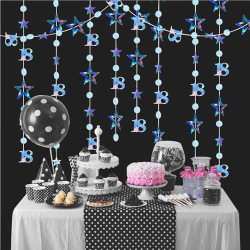 18. Geburtstag hängende Wirbel Dekorationen Blau Glitzer 18 Kreise Punkte Stern Girlande Party Dekorationen Metallic Hängende Wimpelkette Banner für 18. Geburtstag Hochzeit Jahrestag Brautparty 18. Geburtstag hängende Wirbel Dekorationen Blau Glitzer 18 Kreise Punkte Stern Girlande Party Dekorationen Metallic Hängende Wimpelkette Banner für 18. Geburtstag Hochzeit Jahrestag Brautparty von Creaher