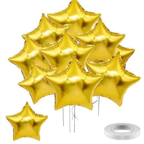 20 Stück Goldfolien-Sternballons, 45,7 cm, Sternform, Folienballons, Gold, Helium-Mylar-Ballon für Geburtstag, Abschlussfeier, Hochzeit, Babyparty, Party-Dekorationen von Creaher