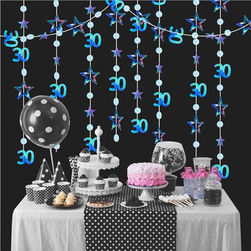30. Geburtstag hängende Wirbel Dekorationen Blau Glitzer 30 Kreis Punkte Stern Girlande Party Dekorationen Metallic Hängende Wimpelkette Banner für 30. Geburtstag Hochzeitstag Brautparty 30. Geburtstag hängende Wirbel Dekorationen Blau Glitzer 30 Kreis Punkte Stern Girlande Party Dekorationen Metallic Hängende Wimpelkette Banner für 30. Geburtstag Hochzeitstag Brautparty von Creaher
