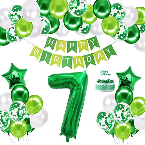 7. Geburtstag Dekorationen Happy Birthday Ballon Set, Alter 7 Birthday Party Supplies With Happy Birthday Banner & Star Folienballon For Baby Showers Birthday Decor von Creaher
