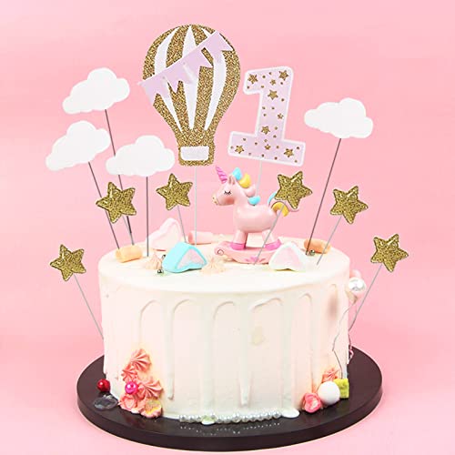 1 Geburtstag Tortendeko Gold 12 Stück, Happy Birthday Cake Topper Kuchendeko Baby Kuchen Toppers Glitter Cupcake für 1 Geburtstag Kuchen Dekorationen von Creaher