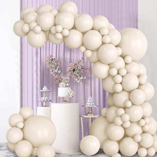 Perlsand-weiße Luftballons, Girlande, Bogen-Set, 50 Stück, doppelt gefüllte elfenbeinfarbene Ballongirlande, perlweißer Sandballon, elfenbeinfarbene Luftballons für Hochzeit, Verlobung, Babyparty Perlsand-weiße Luftballons, Girlande, Bogen-Set, 50 Stück, doppelt gefüllte elfenbeinfarbene Ballongirlande, perlweißer Sandballon, elfenbeinfarbene Luftballons für Hochzeit, Verlobung, Babyparty von Creaher