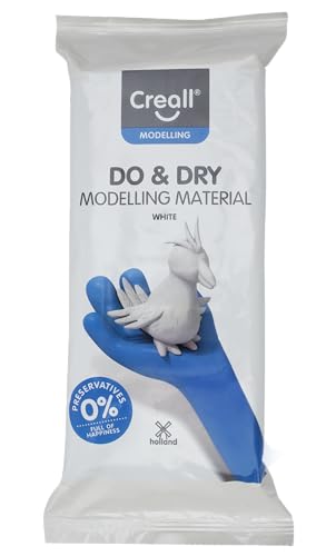 Creall Do & Dry Lufttrocknende Modelliermasse, Weiß, 1 kg | Ton ohne Brennofen | Gebrauchsfertig & weich | Kinder Basteln Schule Hobby DIY & kreative Projekte von Creall
