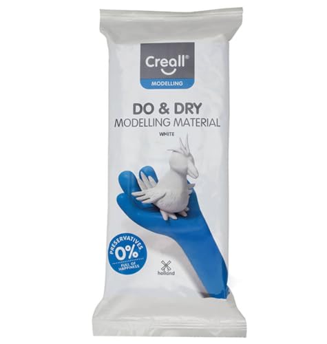 Creall Do & Dry Lufttrocknende Modelliermasse, Weiß, 1 x 500g | Ton ohne Brennofen | Gebrauchsfertig & weich | Kinder Basteln Schule Hobby DIY & kreative Projekte von Creall