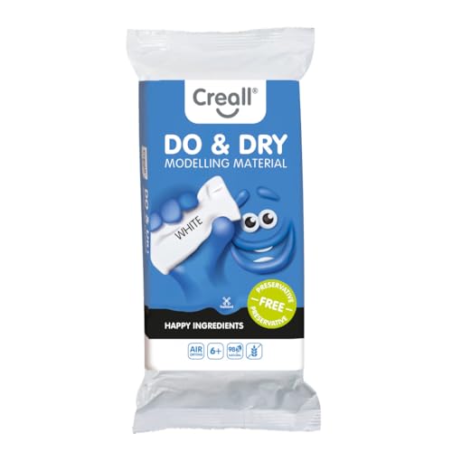 Creall Do & Dry Lufttrocknende Modelliermasse, Weiß, 1 x 500g | Ton ohne Brennofen | Gebrauchsfertig & weich | Kinder Basteln Schule Hobby DIY & kreative Projekte von Creall