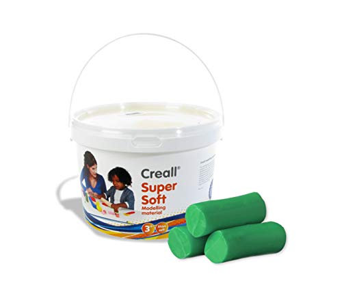 Creall Supersoft Knetmasse Grün, 1750g Eimer | Superweiche, dauerhafte Modelliermasse | Auf Wachsbasis, trocknet nicht aus | Für Kinder & Erwachsene | Made in Holland von Creall