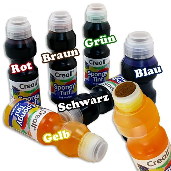 Transparente Zeichtentinte von Creall, 6er Set, mit Schwammaufsatz Transparente Zeichtentinte von Creall, 6er Set, mit Schwammaufsatz von Creall