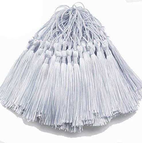 Creanoso Lesezeichen Quasten (Silbergrau) – 100% handgefertigt mit Anti-Falten-Premium-Qualität – geeignet für DIY Lesezeichen Schmuckherstellung Abschluss Hochzeit Dekoration Souvenirs von Creanoso
