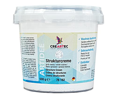 CREARTEC Strukturpaste grob-weiß - zum Gestalten von Oberflächen - 500g - Made in Germany von Creartec