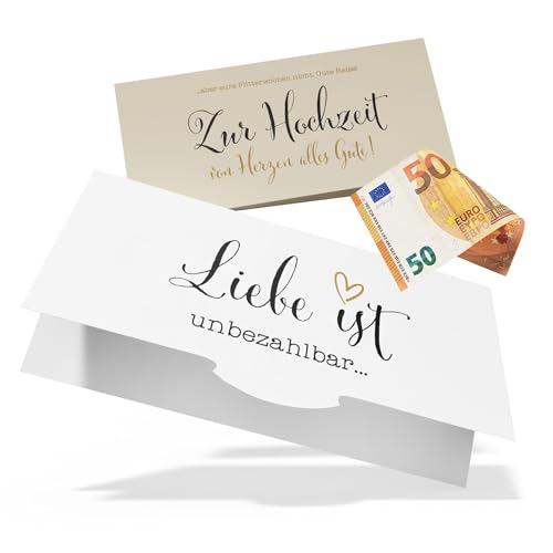 Creatastic® - Hochzeitskarte Geldgeschenk Hochzeit [elegante Mappe und Klappkarte] DIN lang | Hochzeitsgeschenk Geld | Geldgeschenke zur Hochzeit Karte | Geldgeschenk Reise von Creatastic