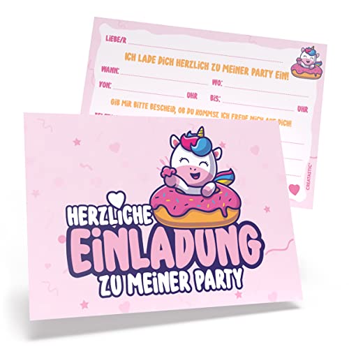 Creatastic Einhorn Einladungskarten Kindergeburtstag Mädchen [12 Karten und 12 Kuverts DIN A6 mit Glanzlack] Einhorn Geburtstag | Einhorn Party | Einhorn Einladungskarten | Einladungskarten Einhorn von Creatastic