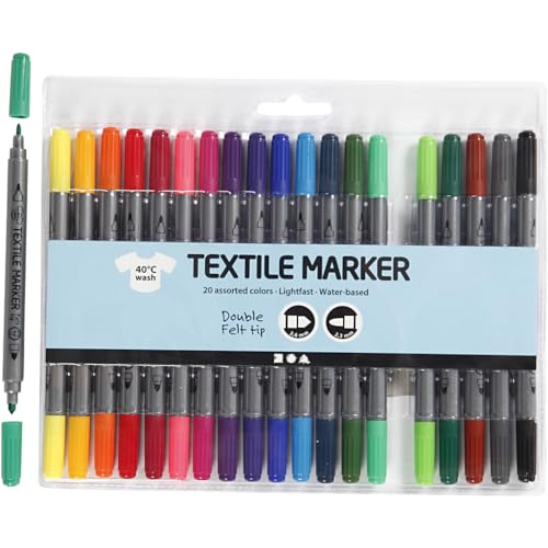 Creativ Textilmalstifte, Strichstärke: 2,3 und 3,6 mm, Sortierte Farben, 20 Stück von Create Crafts