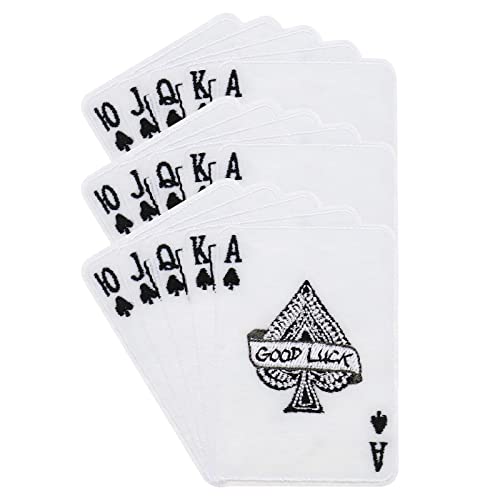 Create idea 3 Stück Spielkarten Patches Weiß Poker-Aufnäher Retro Sew Bügelaufnäher Bestickter Patch Dekorative Applikationen Zubehör für Kleidung DIY Handwerk Jeans von Create idea
