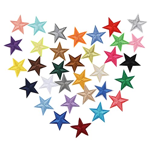 Create idea 66 Stücke Sterne Aufnäher Zum Aufbügeln Bunte Stern-Aufnäher Selbstklebend Stickerei Patch Dekorative Applikationen für Kleidung Verzierung Nähen Basteln von Create idea