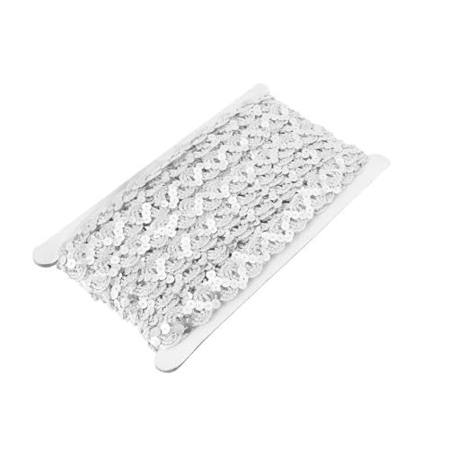 Create idea 1 x dekoratives Band mit Glitzer, glänzend, dekoratives Band, 13 m, Paillettenbänder, geeignet für Heimwerker, Nähen, Handwerk, Kleidung, Kleider, Dekoration (Silber) von Create idea