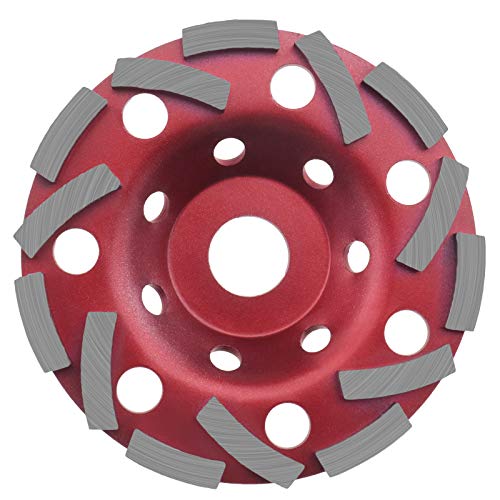 Create idea Diamant-Schleiftopf für Beton, 125 x 22,23 mm, 14 Löcher, Trennscheibe, rotes Winkelschleifer, Werkzeug für Granit, Marmor, Stein, Ziegel, Estrich von Create idea