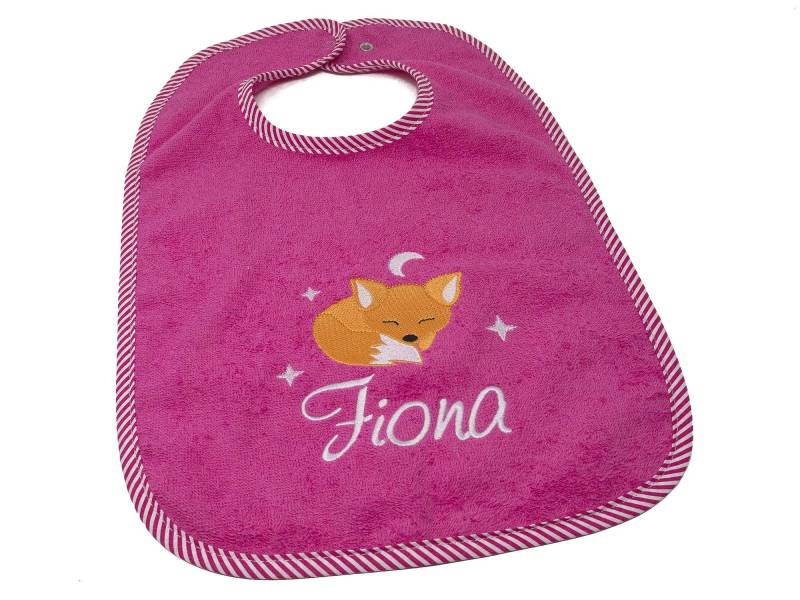 Lätzchen Mit Druckknopf, Bestickt Namen Und Motiv Fuchs, Kleines Geschenk Zur Geburt, Taufe, Babylätzchen Personalisiert, Latz von CreateyourCover