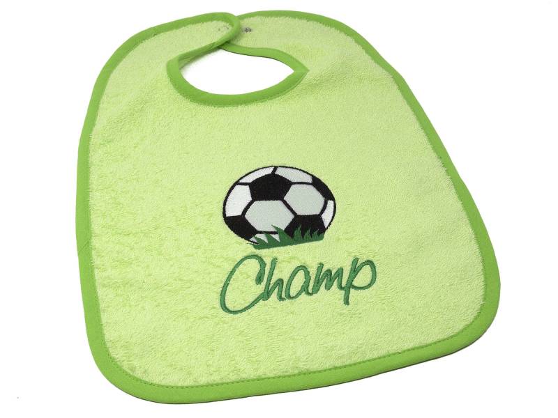 Lätzchen Mit Druckknopf Namen Und Motiv Fußball Bestickt, Geschenk Zur Geburt, Babyparty, Babylätzchen Personalisiert, Latz von CreateyourCover