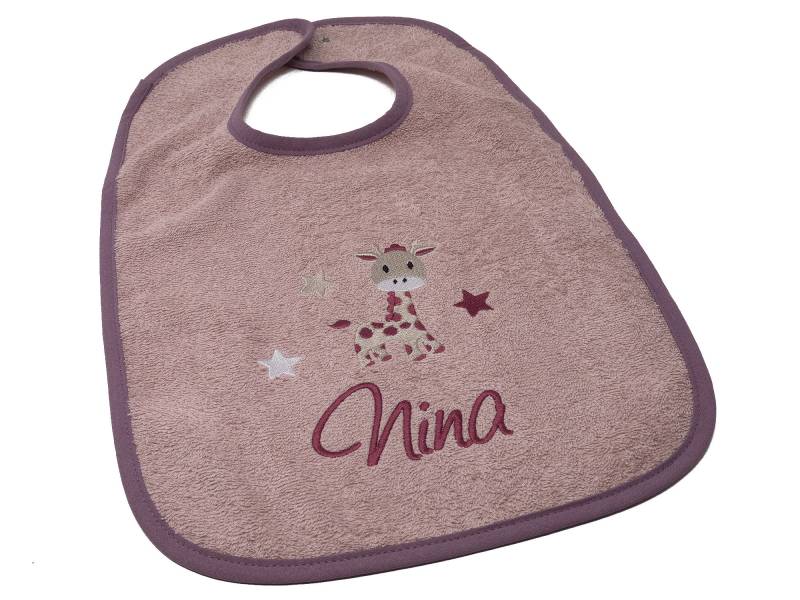 Lätzchen Mit Druckknopf Namen Und Motiv Giraffe Bestickt, Geschenk Zur Taufe, Geburt, Babyparty, Babylätzchen Personalisiert, Latz von CreateyourCover