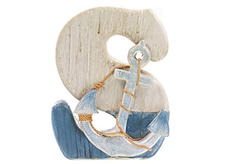 Creation Gross 3D Maritime Alphabet-Dekobuchstaben in Holzoptik für Initialen, Namen, Lieblingswörter aus Kunsstein zum Stellen, H: 13-16cm, Dekoartikel Stehdekoration (S) von ELLUG