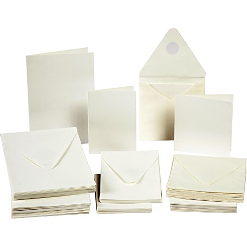 Briefkarten und Umschläge, Kartengröße 7,5-15 cm, off-white, 50Sets von Creativ Company