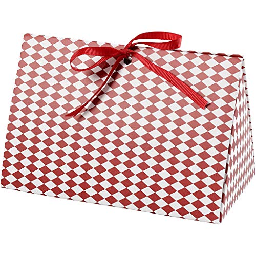 Creativ Company 26299 Geschenkbox, rot, weiß, 3-er Packung, Geschenkbox, Lieferung, rot, weiß, rechteckig, 150 mm, 70 mm von Creativ Company