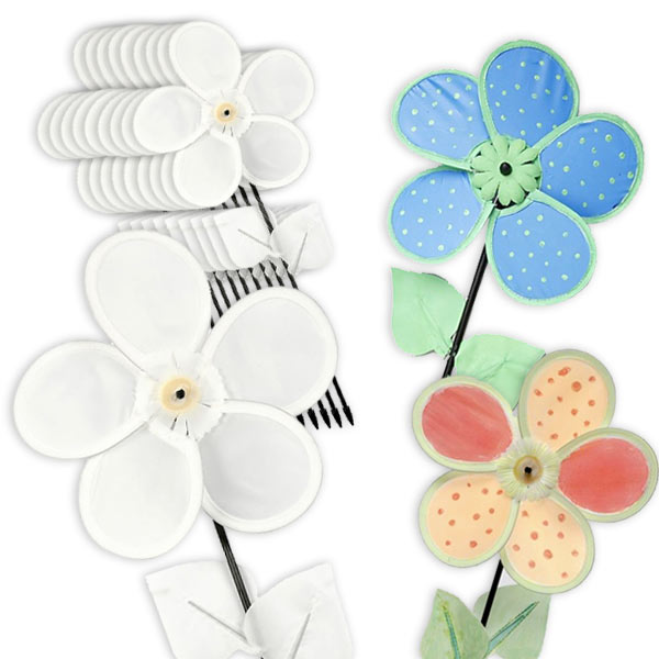Großpack Windrad Blumen 10 Stück, Kinder-Windmühlen zum Bemalen von Creativ Company