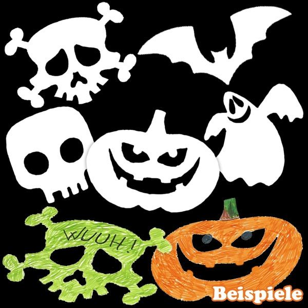 Halloween-Pappmotive mit Kürbis, Fledermaus und Totenkopf, 16 Stück von Creativ Company
