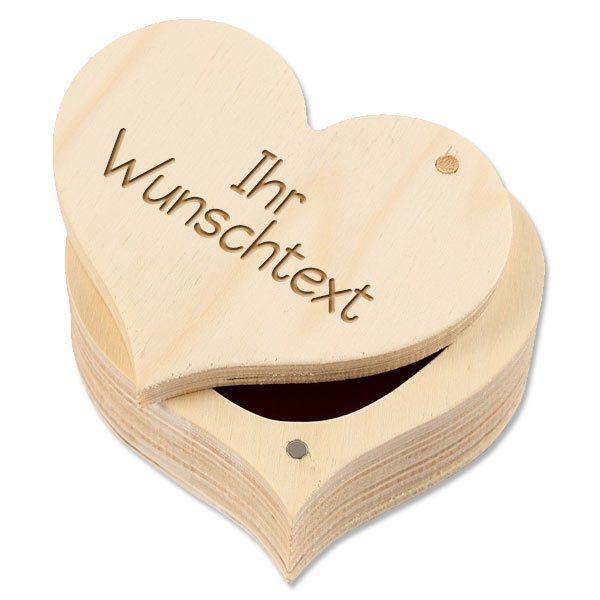 Herzdose mit verschiebbaren Deckel, Holz mit Wunschgravur bis 40 Zeichen von Creativ Company