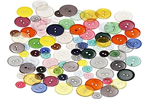 Knopf Sortiment 403810 von Creativ Company - Knöpfe zum Nähen, Basteln oder Dekorieren. Durchmesser: 12, 18 und 20 mm. Diverse Farben. 100 Stück. von Creativ