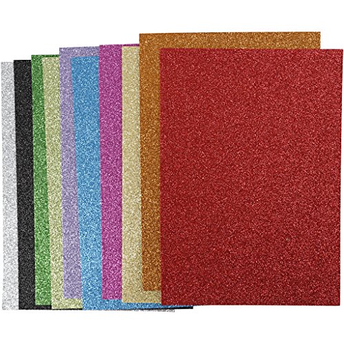 Moosgummi, A4 21x30 cm, Dicke 2 mm, sortierte Farben, Glitter, 10sort. Blatt von Creativ