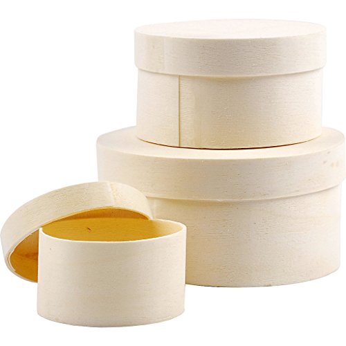 Spanschachtel, rund, D: 5+7+9 cm, H: 3+3,5+4 cm, Pappel, 3sort. Spanschachtel, rund, D: 5+7+9 cm, H: 3+3,5+4 cm, Pappel, 3sort. von Creative Company