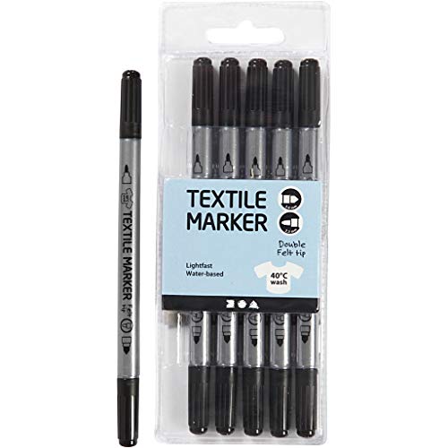 Textilmalstifte, Dicke 2,3+3,6 Strichstärke, schwarz, 6Stck. von Creativ Company