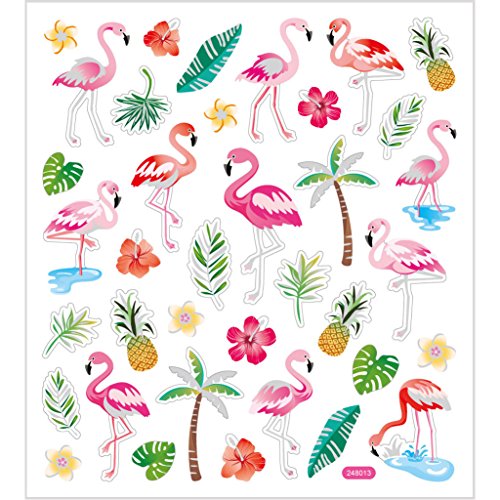 Creativ Aufkleber Flamingos, Bogen 15 x 16,5 cm, ca. 37 Stück, Flamingo, 1 Bogen von Creativ
