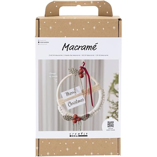 Bastelset Makramee - Weihnachtskranz - Moosgrün - Weihnachtsrot - gebrochenes Weiß - 1 Packung Bastelset Makramee - Weihnachtskranz - Moosgrün - Weihnachtsrot - gebrochenes Weiß - 1 Packung von Creativ