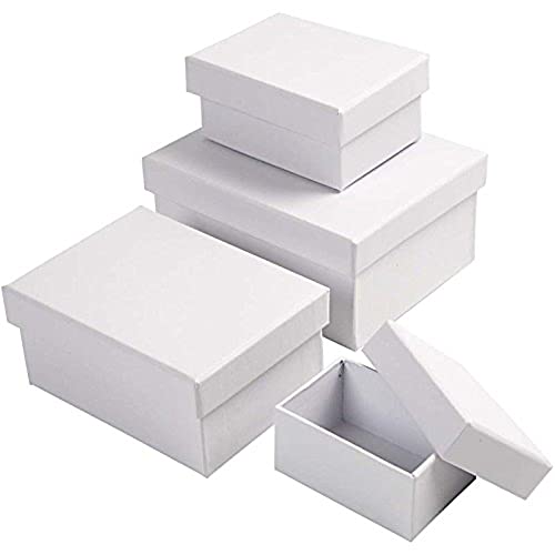 Creativ 264050 Rechteckige Mehrzweck-Geschenkboxen, geeignet für Kunsthandwerk, Weiß, 4 verschiedene Größen von Creativ