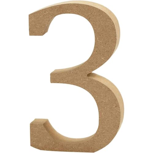 Creativ Deko-Nummer "3", MDF, 15,2 cm, MDF, 13 x 2 cm, Braun von Creativ