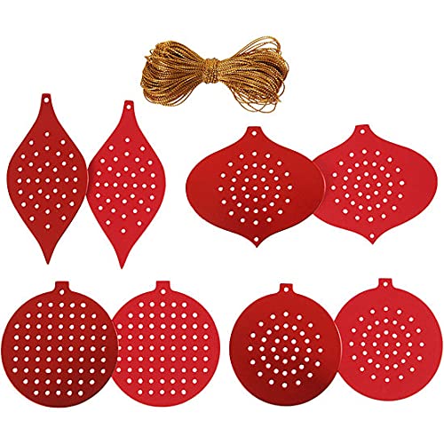 Creative 21961 Kreuzstichkarte rot metallic, Weihnachtsornament, Lochgröße 3 mm, größte Größe, 12 x 5,5 cm, 280 g, 32 Stück von Creativ